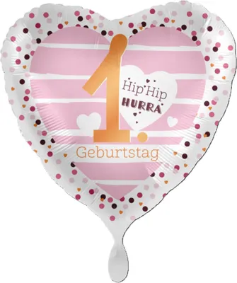Produktbild von 18"/Ø43cm Herz Folienballon  "Hip Hip Hurra" #1