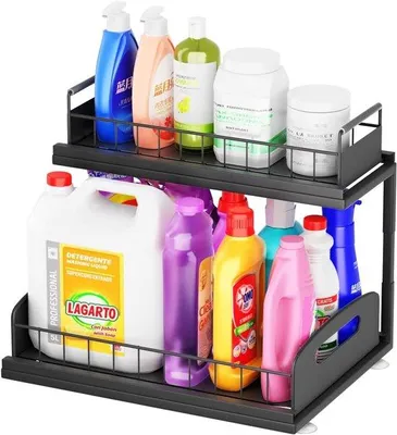 Produktbild von Metallischer Spülmaschinenschrank - multifunktioneller Organizer - 2 Etagen - schwarz - Metall