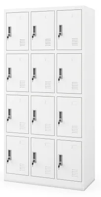 Immagine prodotto di Armadietto con scomparti 3B4A Armadietto a scomparti Armadietto metallico Armadietto spogliatoio in lamiera d'acciaio 185 cm x 90 cm x 40 cm Bianco