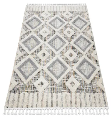 Zdjęcie produktu dla Dywan SEVILLA Y523C romby szary / żółty Frędzle berberyjski marokański shaggy wielokolorowy 120x170 cm