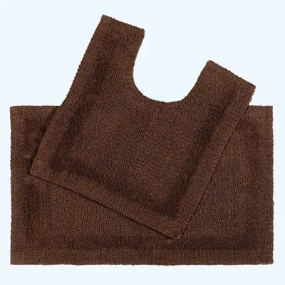 Immagine prodotto di HOMESCAPES Set da bagno 2 pezzi marrone in 100% cotone