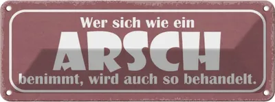 Produktbild von vianmo Blechschild 10x27 cm wer sich wie Arsch benimmt wird Spruch Zitat