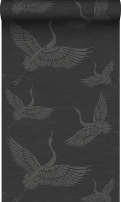 Produktbild von Origin Wallcoverings Tapete Kraniche Dunkelgrau 53 cm x 10.05 m