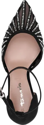 Produktbild von Tamaris Damen Pumps Stiletto spitze Form mit Fesselriemen und Strass 1-22415-46, Größe:40 EU, Farbe:Schwarz