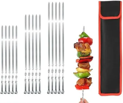 Productafbeelding van Roestvrijstalen Grill Spiesen voor Kebab en Shashlik - 10 Stuks van 50 cm