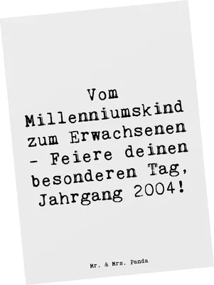 Produktbild von Mr. & Mrs. Panda Postkarte Spruch 2004 Geburtstag - Weiß - Geschenk, Feiern, Grußkarte, Happy Birthday, bildkarte, Geburtstagsgeschenk, Ansichtskarten, einzelkarte, Alter