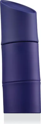 A purple perfume bottle with a unique, segmented design.