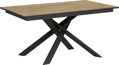 Produktbild von ITYHOME - Ausziehtisch 160/220x80 cm Ganty Eiche Natur mit Kante in Anthrazit Gestell und Füße Anthrazit