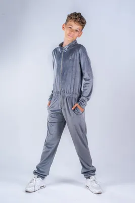 Produktbild von Jungen Jumpsuit Plüsch Lang Hellgrau