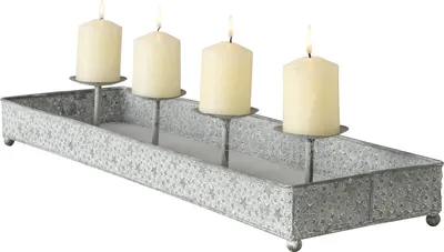 Produktbild von Kerzenleuchter Finno Zink Tablett Advets-Kerzenhalter Weihnachten Ständer Sterne