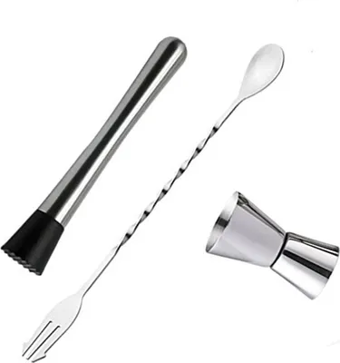 Obrázek produktu pro Koktejlová míchací lžíce Muddler a 15ml 30ml Jigger Sada barových nástrojů z nerezové oceli pro domácnost