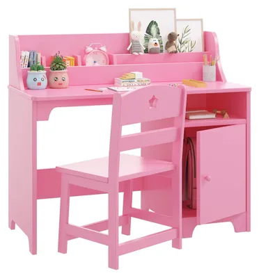 Produktbild von Kinderschreibtisch Set mit Stuhl MDF pink Kinderzimmer Tisch Lernplatz 89 x 46 x 78 cm