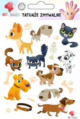 Produktbild von Abwaschbare Tattoos für Kinder Hunde und Katzen