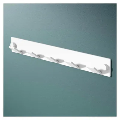 Produktbild von Wandgarderobe mit 5 Haken aus Edelstahl, 30 cm, matt weiß
