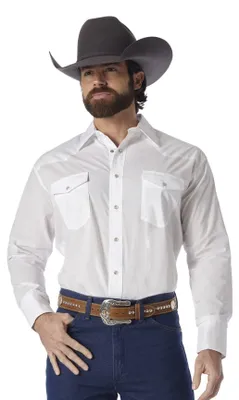 Produktbild von Wrangler Herren Sport Western Basic Two Pocket Langarm Snap Shirt, Weiss/opulent