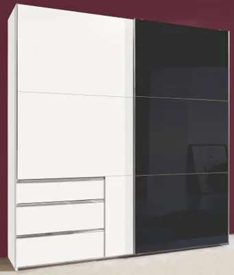 Image de Armoire à portes coulissantes Level Armoire 200x65x216cm 2 portes blanc verre gris