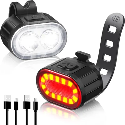 Produktbild von LED-Fahrradbeleuchtung, wiederaufladbar, 4 + 6 Modi, IPX4, schwarz