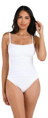 Produktbild von La Blanca Damen Badeanzug "Island Goddess" mit Raffungen, Einteiler, Modell Mio, Farbe: Weiß