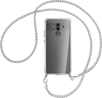 Produktbild von Handykette Backcover-Schutzhülle mit Band (Metall silberfarben) für Huawei Mate 10 Pro - silberfarbene Kette