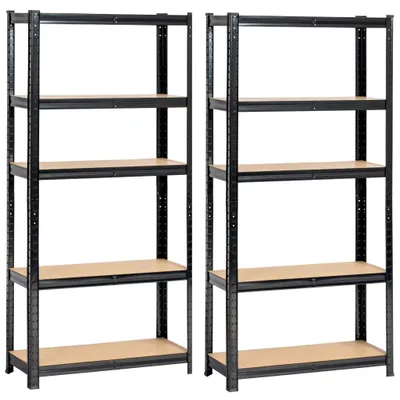 Obrázek produktu pro sada 2 těžkých regálů černá 70 cm 10 polic Š70xV30xH154 cm