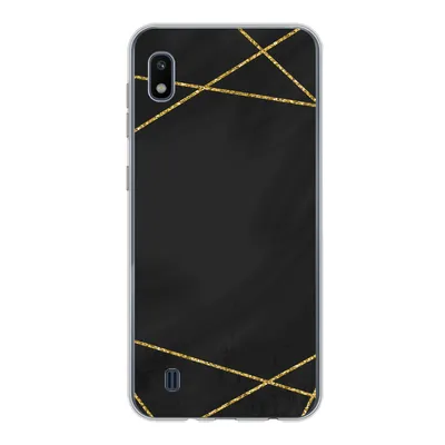Produktbild von MuchoWow® Handyhülle Schutzhülle Hülle für Samsung Galaxy A10 Geometrisches Muster aus goldenen Linien auf schwarzem Hintergrund Silikon Softcase Handy Hülle - Schutzhülle