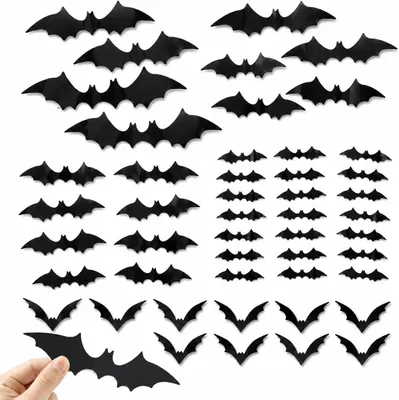 Zdjęcie produktu dla Naklejki 3D - Zestaw 72 sztuki - Nietoperze na Halloween - 4 rozmiary