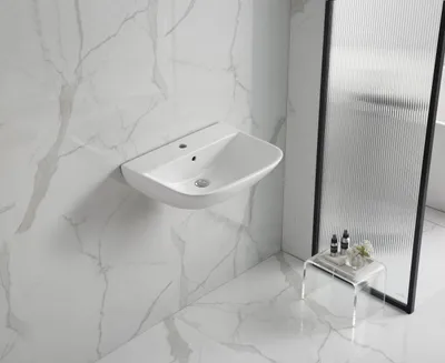 Produktbild von sanicomfort Waschbecken Rivo 60 cm weiß matt, Hänge Waschtisch aus Keramik