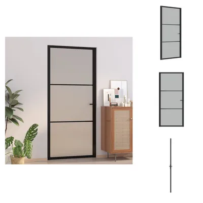 Produktbild von vidaXL Innentür 93x201,5 cm Schwarz Mattglas und Aluminium -  Haustüren