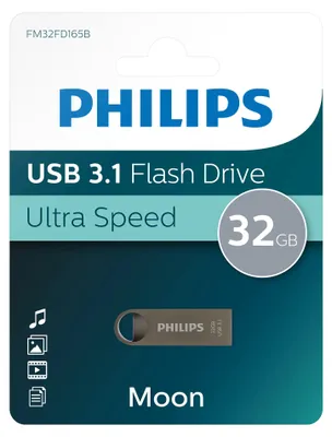 Zdjęcie produktu dla Philips FM32FD165B, 32 GB, USB Typu-A, 3.2 Gen 1 (3.1 Gen 1), Bez zatyczki, 5,4 g, Szary