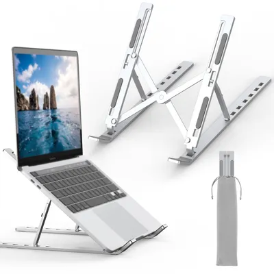 Immagine prodotto di Supporto per laptop in argento, regolabile, compatibile con laptop da 10" a 17,3"
