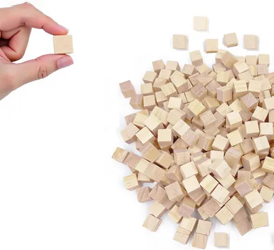 Imagen del producto de Bloques de madera de 15 mm, 96 unidades, cubos naturales para manualidades creativas