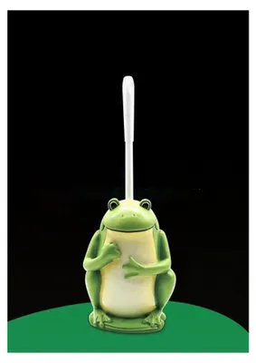 Produktbild von Kompakte WC-Bürste für das Badezimmer, Toilettenbürstenhalter im Frosch-Design, Grün