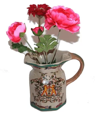 Produktbild von 004 China Vase Krug aus beiger Keramik asiatisch bemalt klein