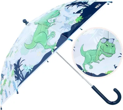 Produktbild von Prêt Kinder-Regenschirm ? 71 cm Dino-Design, blau & durchsichtig