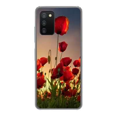Produktbild von MuchoWow® Handyhülle Schutzhülle Hülle für Samsung Galaxy A03s Bunter Himmel über einem Mohnblumenfeld in Dänemark Silikon Softcase Handy Hülle - Schutz