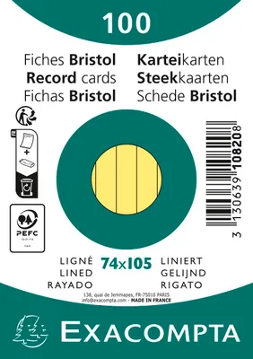 Produktbild von EXACOMPTA Karteikarten DIN A7 liniert gelb 100 Karteikarten