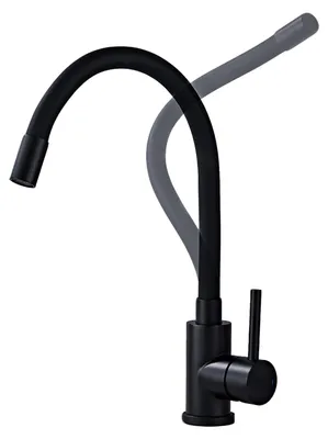 Obrázek produktu pro Kuchyňská baterie s flexibilní výlevkou, matná černá barva, otočná o 360 stupňů