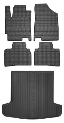 Productafbeelding van Rubberen automatten + kofferbakmat voor JAC J7 Plus vanaf 2024 (liftback) – 5-delig, zwart, op maat – Wielganizator SolidPRO