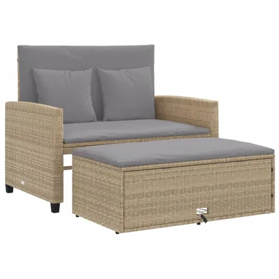 Zdjęcie produktu dla vidaXL Sofa ogrodowa z poduszkami 2-osobowa Beżowy polirattan