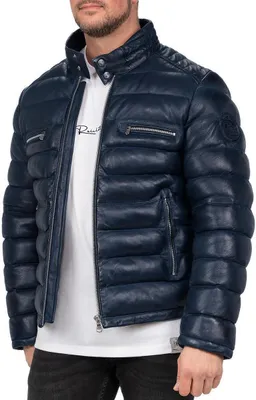 Produktbild von Reichstadt Herren Bomber Echtleder Jacke RS016 Navy S