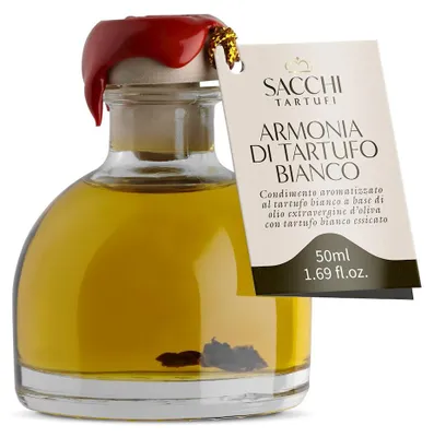 PRZYPRAWA NA BAZIE OLIWY Z OLIWEK Z TRUFLĄ BIAŁĄ 50 ml - SACCHI TARTUFI