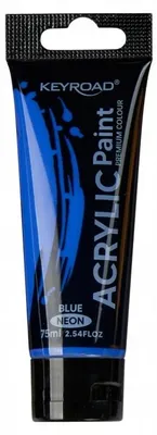 Image de KEYROAD, peinture acrylique néon, couleur bleu, tube de 75 ml