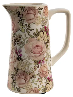 Produktbild von Clayre & Eef Dekorative Kanne 750 ml Rosa Keramik Blumen