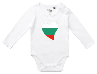 Produktbild von Huuraa Baby Body Bulgarien Flagge Herz 80 White  Baumwolle Fairtrade Langarmbody Geschenkidee