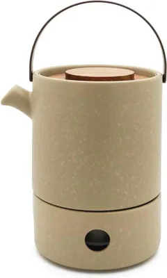 Immagine prodotto di Grande teiera in Vetroceramica da 1,2 litri con scaldabiberon e filtro - Set da tè in Vetroceramica da 2 pezzi