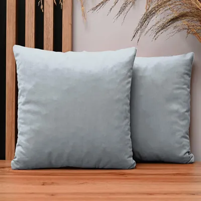 Obrázok produktu pre MG Design, dvojica vankúšových poťahov, 50 x 50 cm, svetlosivá farba – so zipsom, jemná a mäkká s jemným leskom, ľahká údržba a dlhá životnosť