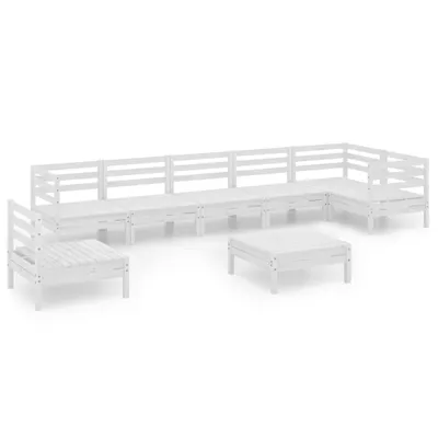 Produktbild von vidaXL 8-tlg. Garten-Lounge-Set Massivholz Kiefer Weiß
