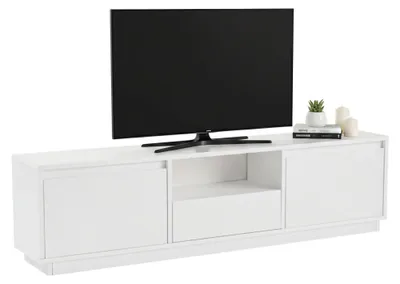 Image de Morrigan - Meuble TV, 160x30x42h cm Blanc, une étagère