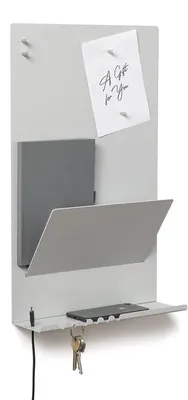 Obrázek produktu pro Ocelový nástěnný organizér 30 x 9 x 49 cm, 3 v 1, lišta, magnetický, šedý