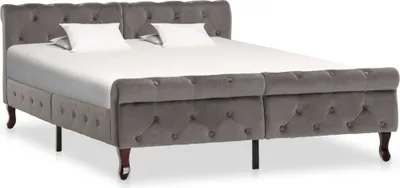 Produktbild von vidaXL Bettgestell Grau Samt 140 x 200 cm - Bettgestell - Bettgestelle - Bettrahmen - Bett